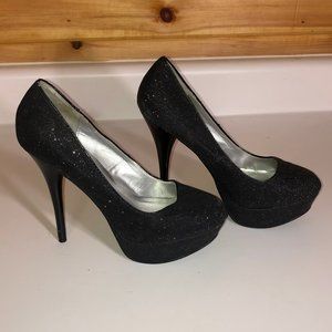 Qupid Black Glitter Pumps Size 9